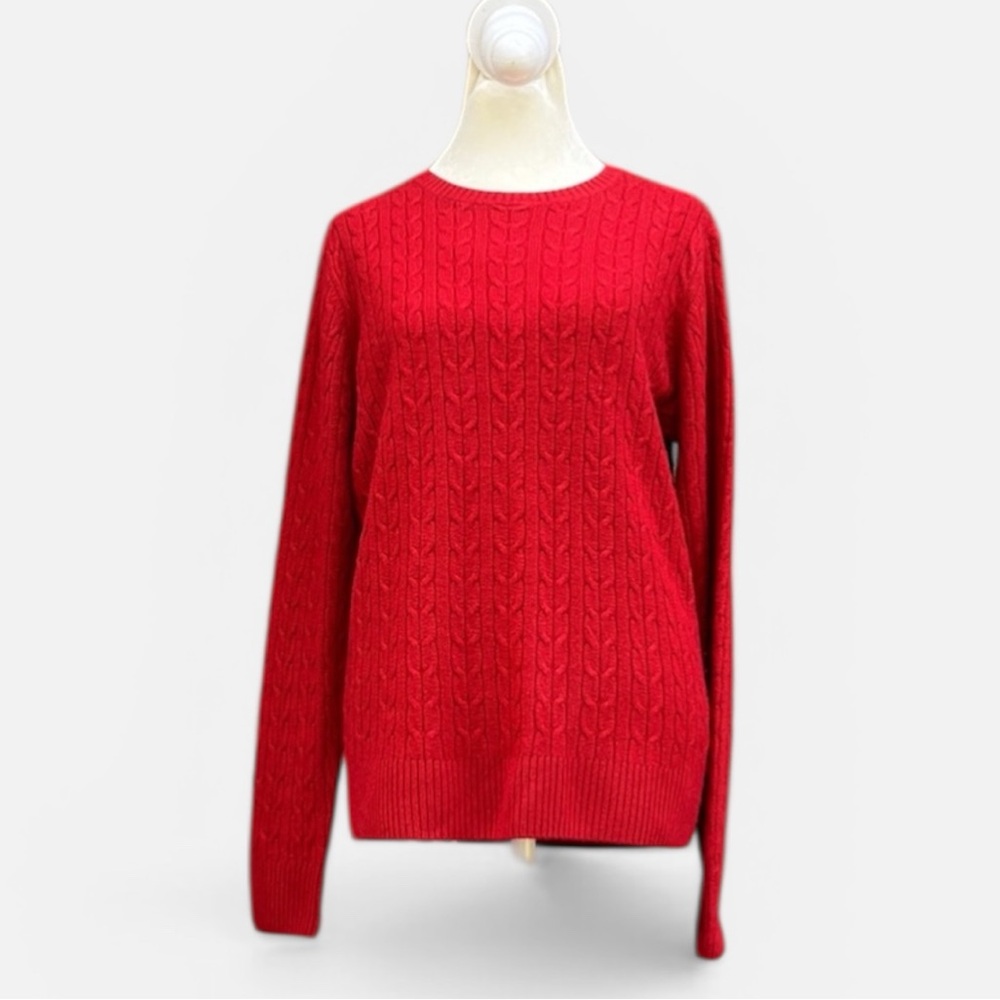 G.H. Bass & Co. Cable Knit Crew Neck Sweater in Red Size Large
